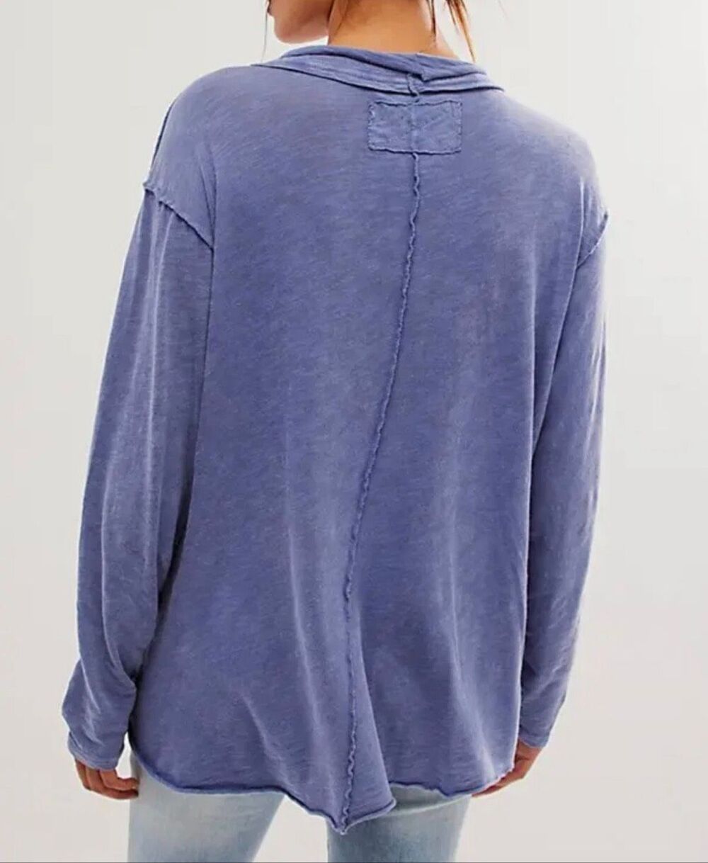 Free People We The Free Women’s Long Sleeve Regan Tee washed peri XL NEW